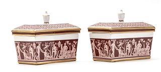 RB 1875 For Mottahedeh Stoneware Covered Boxes, H 6.5'' W 5'' L 7.75'' 1 Pair