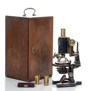 Carl Zeiss, Jena,  Cased Microscope,  Early 20th C., H 12.5''