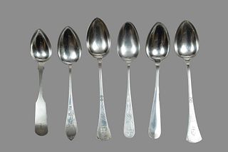Coin And 830 Silver Spoons C. 19th.c., 8t oz 6 pcs