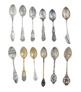 Sterling Fancy Demitasse Spoons: Pan American Exposition 1901 (2) 4t oz 12 pcs