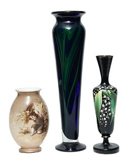 Vintage Glass Flower VaseS Lot Of Three 17", 11", 8"