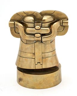 Miguel Berrocal (Spanish, 1933-2006) Brass Figural Puzzle, C. 1973, Richelieu, H 7.75'' W 6''