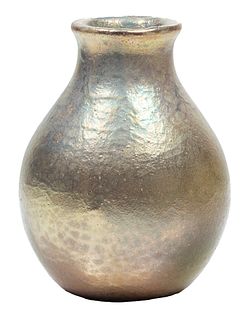 Pewabic Pottery (American, 1903) Copper Iridescent Glaze With Reduction And Blistering Vase, H 5.5'' Dia. 4''