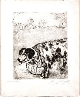 Marc Chagall (French/Russian, 1887-1985), Etching On Montval Laid Paper, With Watermark, 1927-30, Published 1952 H 11.625" W 9.375" (Plate) Le Chien Q