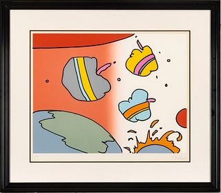 Peter Max (American, 1937) Silkscreen In Colors On Wove Paper, 1977, Space Rainbow, H 19'' W 24.5''