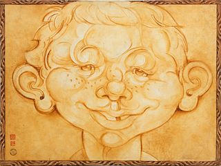Martin Wong, (American, 1946-1999) Oil On Canvas C. 1978-1979, Alfred E. Neuman, H 36'' W 48''