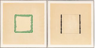 Pair of Koki Doktori (Israeli/NYC, 20/21st C) Mixed Media Works On Paper, 1978, H 22'' W 22'' 1 Pair