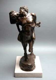 Bernadette Zachara (20Th C) Bronze Sculpture, 1981, H 18", W 11", Woman Mounting A Centaur