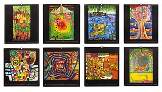 Friedensreich Hundertwasser (AUSTRIAN, 1928-2000) Offset Color Lithographs On Paper "Cicero Art Calendars" 4 Works H 22'' W 19''