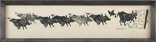 Antonio Frasconi (ARGENTINE, 1919-13) Woodcut On Paper, "East Wind", H 8'' W 30''