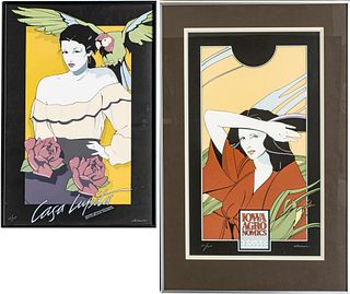 Patrick Nagel (American, 1945-1984) Serigraphs In Colors On Wove Paper, C. 1978, Casa Lupita; Iowa Agronomics, H 24.5'' W 14.5'' 2 pcs