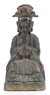 Chinese Bronze Seated Figure, H 7.5'' W 5''