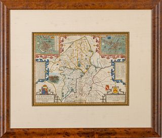 Stafford, England,  Handcolored Map, Countie And Towne H 20'' W 27''