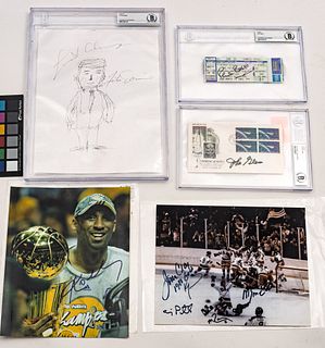 Celebrity And Athlete Autograph Grouping, Five Pieces