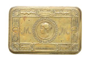English Copper Christmas 1914 Princess Mary Box H 1'' L 5'' Depth 3.25''
