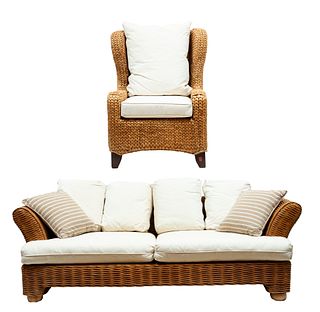 Wicker Sofa And Chair H 30'' L 94''