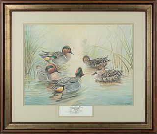 Jim Foote (American, 1925-2004), Lithograph On Paper, 1980, H 17.5", W 23.5", Five Ducks.