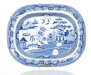 English Ironstone Porcelain Platter Willow Pattern