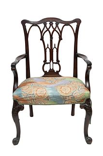 Chippendale Style Carved Mahogany Armchair, H 39'' W 26'' Depth 24''