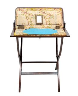 Mahogany Portable Writing Desk On Stand C. 1920, H 30'' W 24''