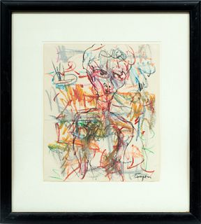 Jack Faxon, USA, 1936 -10, Pastel, Abstract Portrait H 16'' W 14''