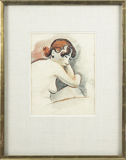 William Fanning (American, 1887-86) Watercolor And India Ink On Paper, H 0.5'' W 7.5''