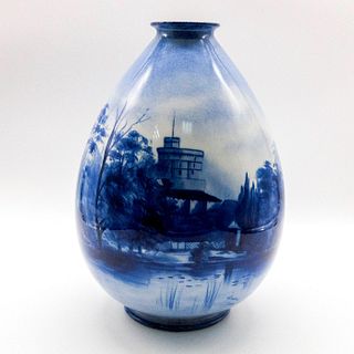Royal Doulton Burslem Transferware White & Blue Vase