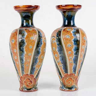 Pair of Doulton Lambeth Frank Butler Art Pottery Vases