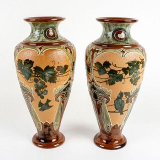 Pair of Royal Doulton Florence Barlow Stoneware Vases
