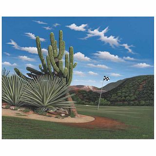 RENÉ MARTÍN, Desierto de Los Cabos, Firmado al frente y reverso, Acrílico sobre tela, 80 x 100 cm, PROPIEDAD DE MORTON PRÉSTAMOS