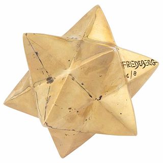 PEDRO FRIEDEBERG, Estrella diezpicuda dormida, Firmada, Escultura en bronce a la cera perdida 4/8, 10 x 10 x 10 cm,Copia de certificado