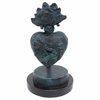 CARMEN PARRA, El corazón de Santa Teresa, 2021, Escultura en bronce en base de mármol, 26 x 15 x 15 cm, Con constancia