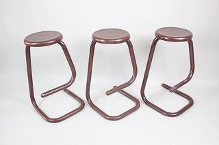 Set of 3 Modern Paperclip Bar Stools, Painted Brown