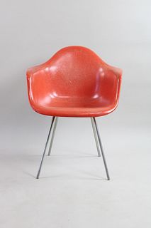 Herman Miller Red Eames Fiberglass Arm Chair, Dated 1957