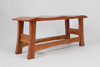 Studio Craft Carved Wood 2-Seat Bench