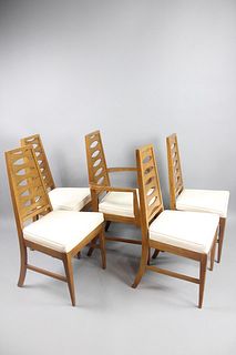 Set of 5 Mid-Century Modern Cat Eye Ladderback Dining Chairs by, Young Manufacturing