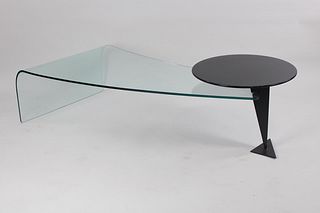 Postmodern Glass Waterfall Edge Sculptural Coffee Table