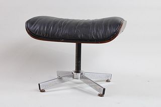 Eames Style Lounge Chair Ottoman, Black Leather