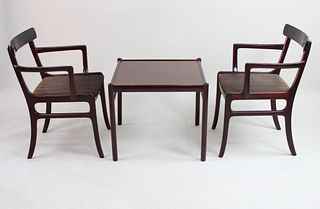Pair of Chairs and Side Table by Poul Jeppesen, PJ Danish Modern