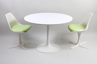Saarinen Tulip Style Round Dining Table & Chairs Set by Burke