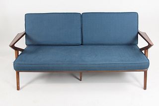 Danish Z-Arm Loveseat Sofa, Mid Century Modern