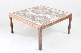 Danish Mid-Century Modern Ceramic Tile Top Coffee Table, L.Hiorth