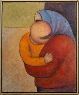 Arnaldo Miccoli 'Mother & Child' Oil, 1972