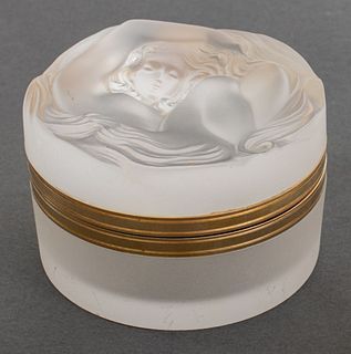 Rene Lalique "Daphne" Hinged Powder Box, 1980s