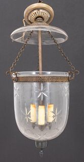 Regency Style Engraved Glass Smoke Bell Chandelier