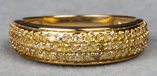 Modern 10K Yellow Gold Pave Diamond Ring