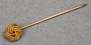 Vintage 18K/14K Yellow Gold Knot Design Stick Pin