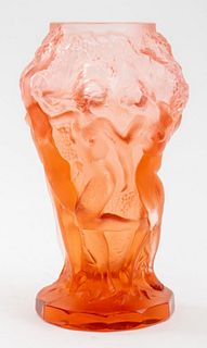 Art Deco Manner Frosted Crystal Vase
