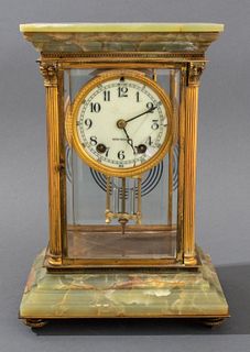 Seth Thomas Mexican Onyx & Gilt Bronze Clock
