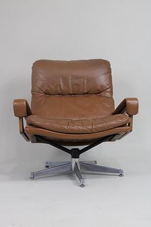 Brown Leather King Lounge Chair, Andre Vandenbroeck for Strassle